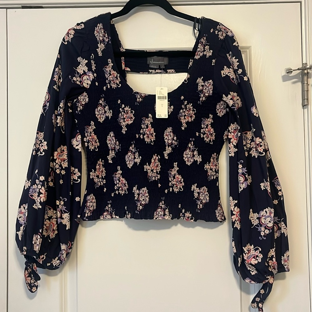Anthropologie NWT Open Back Floral Top Size S
